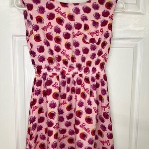 Barbie Pink Floral Dress Girls Size 8 Sleeveless Logo Pocket Party
